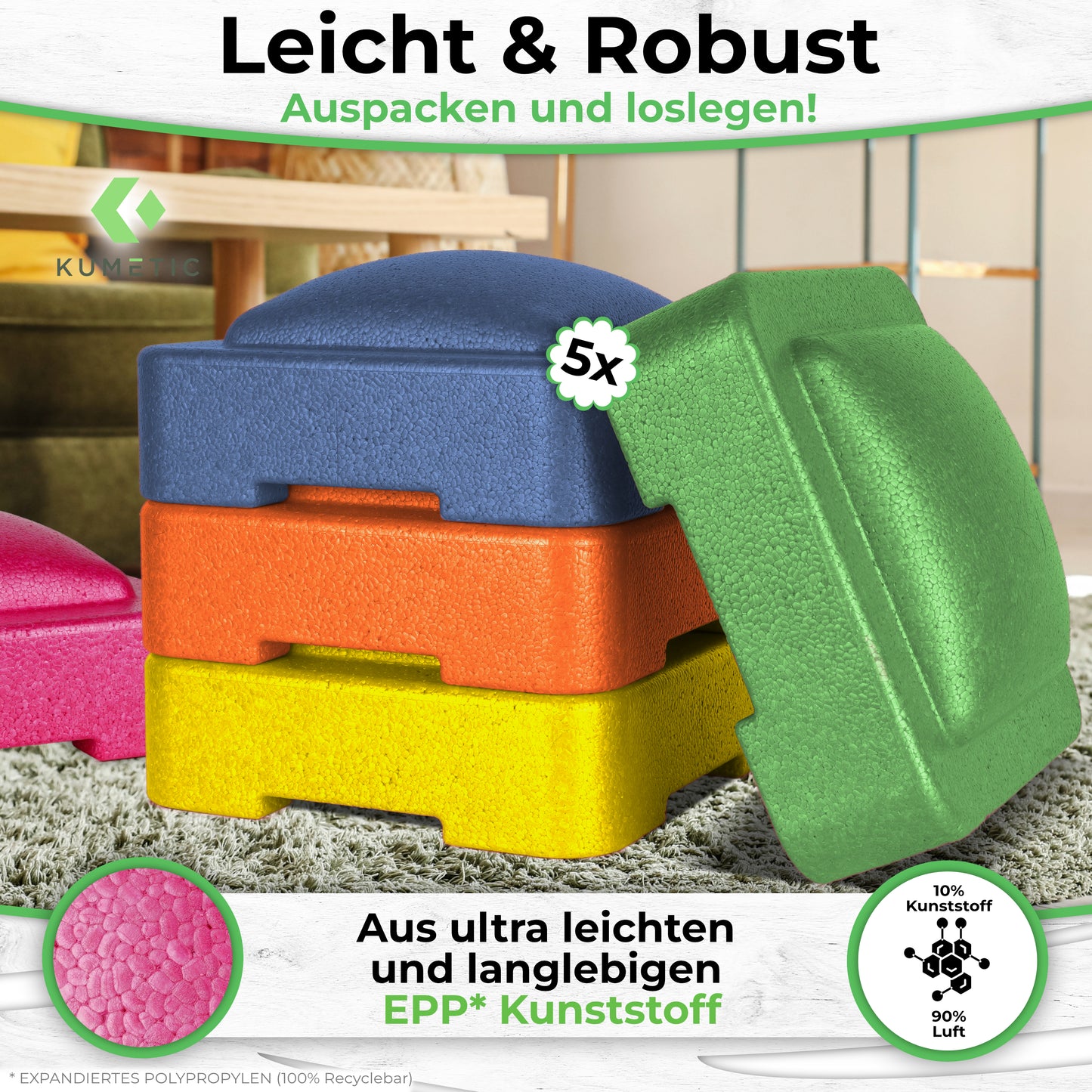 Mega-Bloxi 5er Set - Balanciersteine zum Stapeln - Indoor & Outdoor