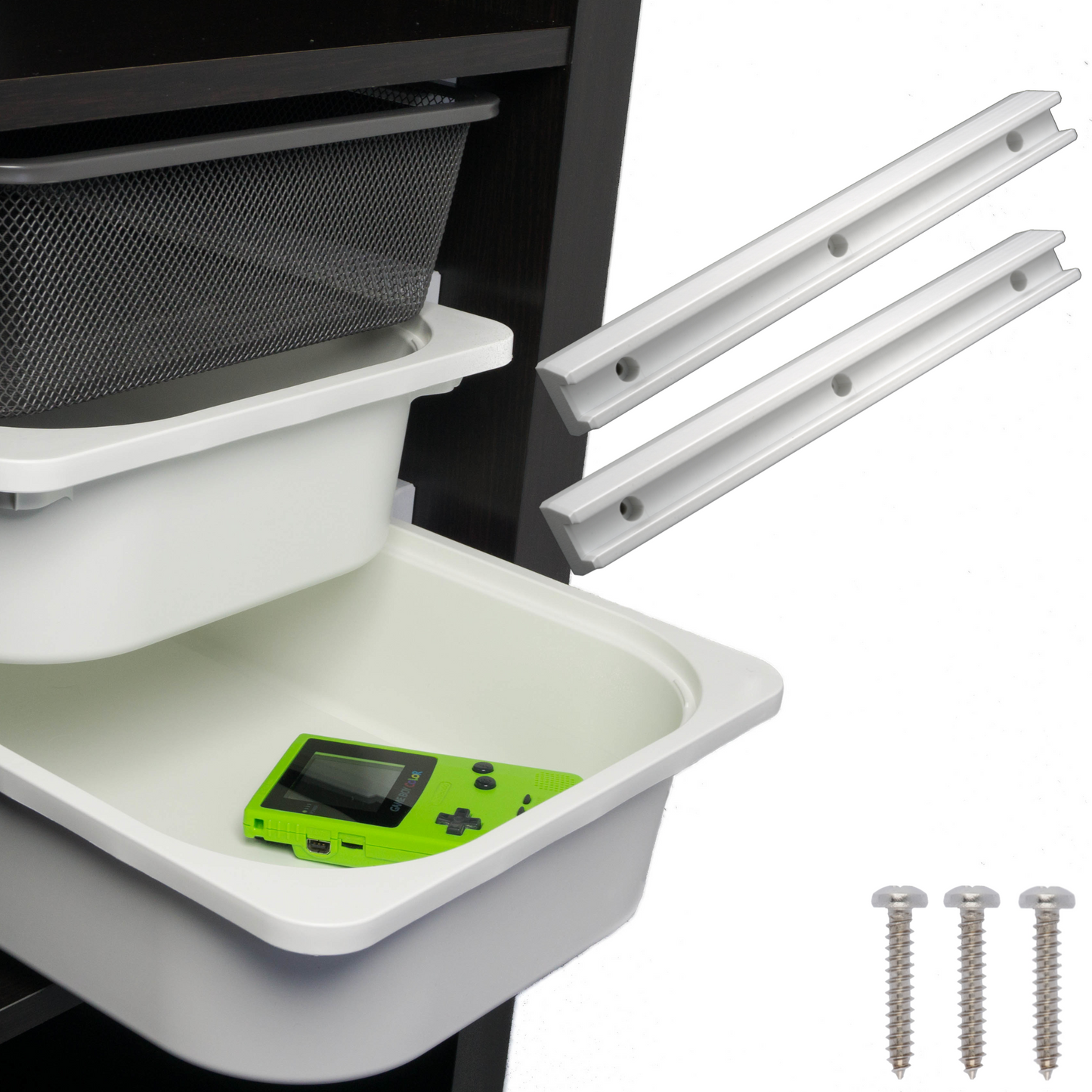 Adapter für Kallax Regal - Schienen Set für TROFAST Boxen | 3 Ebenen pro Fach